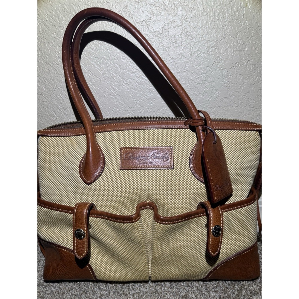 DOONEY & BOURKE‎ BROWN TWEED PURSE WITH LEATHER ACCENTS